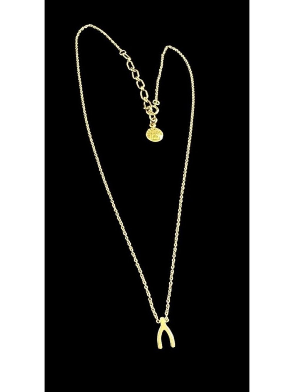 Necklace Signed Zoe Chicco 14k Yellow Gold Wishbone Pendant Round Chain
